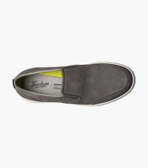 Florsheim Men's Heist Moc Toe Slip On Sneaker - Gray - Click Image to Close