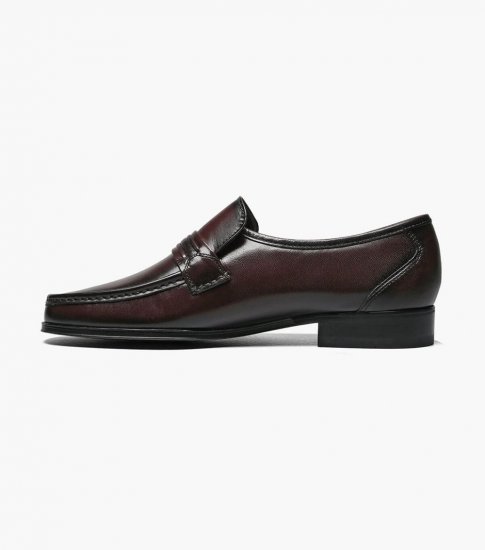 Florsheim Men's Como Moc Toe Strap Loafer - Black Cherry - Click Image to Close