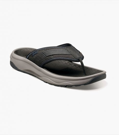 Florsheim Men's Tread Lite Thong Sandal - Black - Click Image to Close