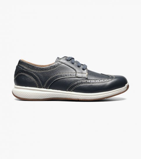 Florsheim Great Lakes Jr. Boys Wingtip Oxford - Navy - Click Image to Close