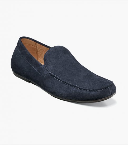 Florsheim Men's Talladega Moc Toe Venetian Driver - Navy Suede - Click Image to Close