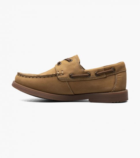 Florsheim Croquet Jr. Boys Moc Toe Boat Shoe - Tan - Click Image to Close