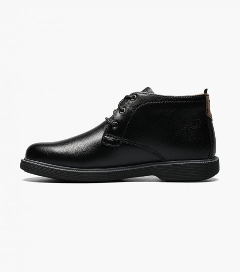 Florsheim Supacush Jr. Boys Plain Toe Chukka Boot - Black Tumbled - Click Image to Close