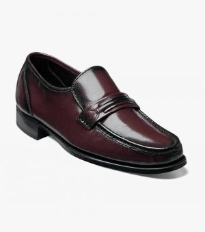 Florsheim Men's Como Moc Toe Strap Loafer - Black Cherry