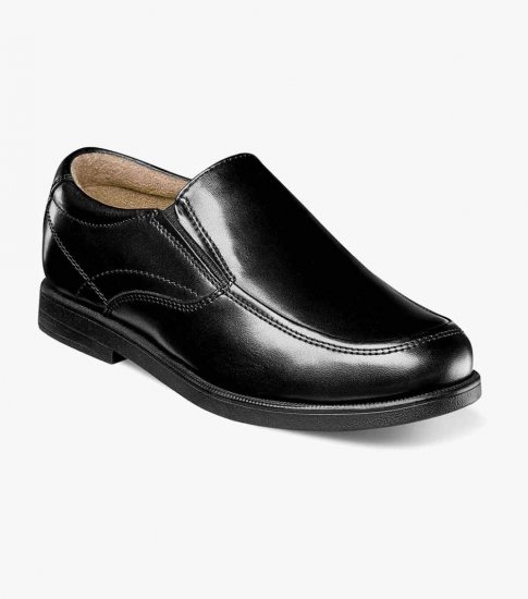 Florsheim Midtown Jr. Boys Moc Toe Slip On - Black - Click Image to Close