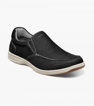 Florsheim Men's Lakeside Canvas Moc Toe Slip On - Black