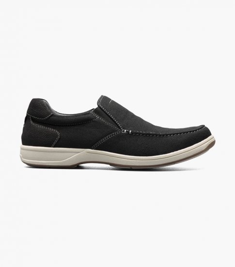 Florsheim Men's Lakeside Canvas Moc Toe Slip On - Black - Click Image to Close