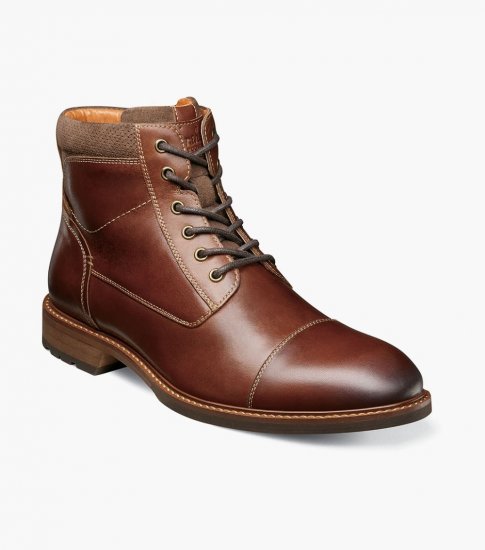 Florsheim Men's Chalet Cap Toe Lace Boot - Chestnut - Click Image to Close