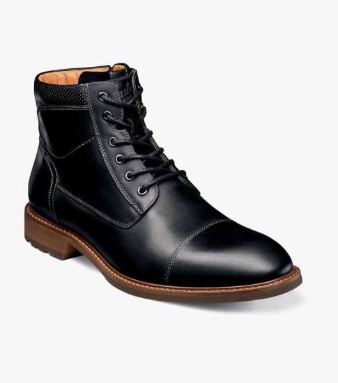 Florsheim Men's Lodge Cap Toe Lace Boot - Black CH - Click Image to Close