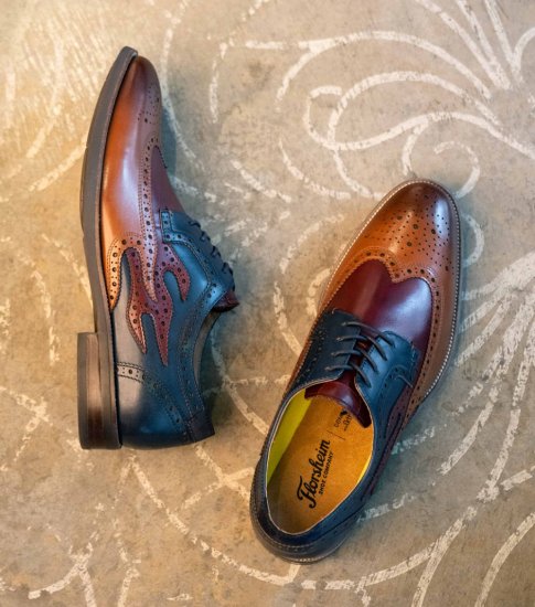 Florsheim Men's Uptown Spicy Wingtip Oxford - Cognac Multi - Click Image to Close