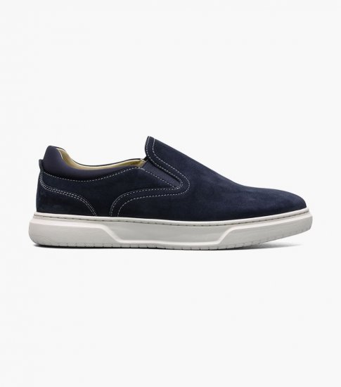 Florsheim Men's Premier Plain Toe Slip On Sneaker - Navy - Click Image to Close