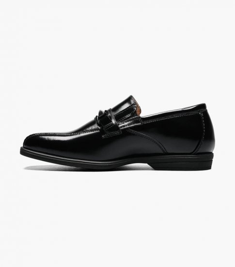 Florsheim Reveal Jr. Boys Bike Toe Bit Loafer - Black - Click Image to Close