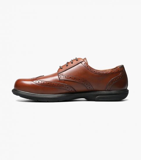 Florsheim Men's Loedin Work Steel Toe Brown Wingtip Oxford - Brown - Click Image to Close