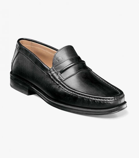 Florsheim Men's Palace Moc Toe Strap Loafer - Black - Click Image to Close