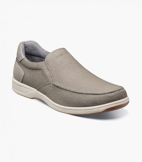 Florsheim Men's Lakeside Canvas Moc Toe Slip On - Gray - Click Image to Close