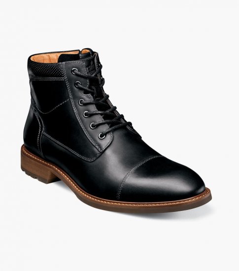 Florsheim Men's Chalet Cap Toe Lace Boot - Black CH - Click Image to Close