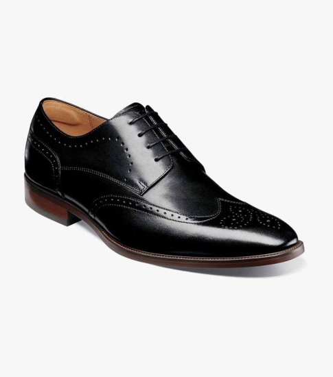 Florsheim Men's Sorrento Wingtip Oxford - Black - Click Image to Close