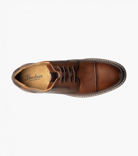 Florsheim Men's Norwalk Cap Toe Oxford - Cognac Tumbled - Click Image to Close