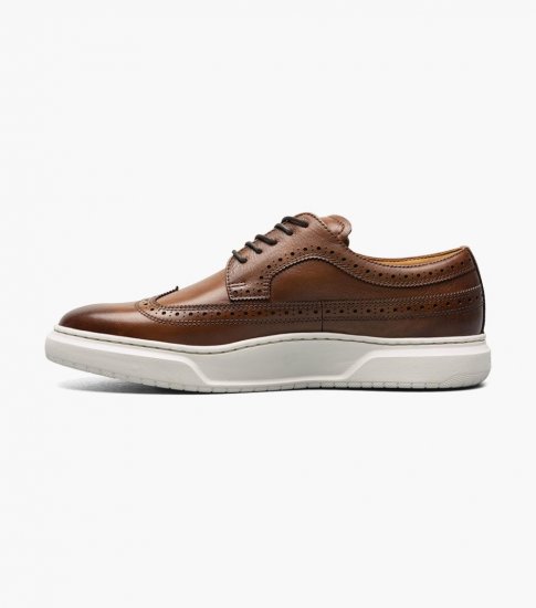 Florsheim Men's Premier Wingtip Lace Up Sneaker - Cognac - Click Image to Close