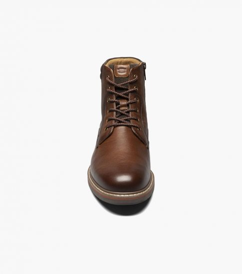 Florsheim Men's Norwalk Plain Toe Lace Up Boot - Cognac Tumbled - Click Image to Close