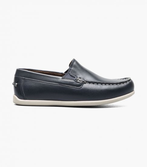 Florsheim Jasper Jr. Boys Moc Toe Venetian Loafer - Navy - Click Image to Close