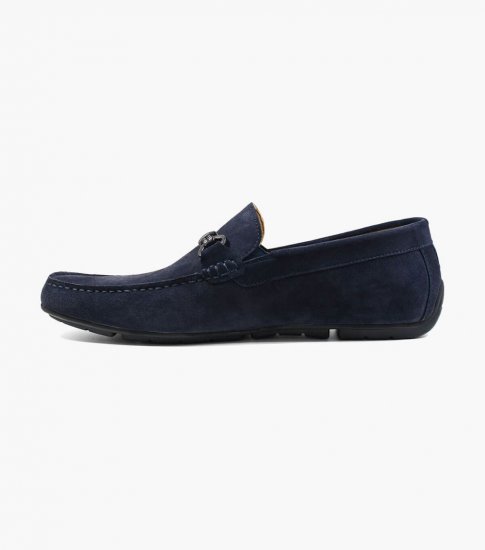 Florsheim Men's Dubino Moc Toe Bit Loafer - Navy Suede - Click Image to Close