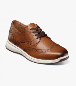 Florsheim Great Lakes Jr. Boys Wingtip Oxford - Cognac