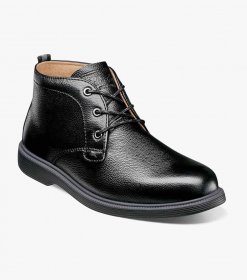 Florsheim Supacush Jr. Boys Plain Toe Chukka Boot - Black Tumbled