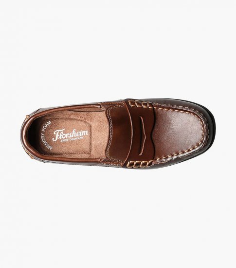 Florsheim Jasper Jr. Boys Moc Toe Penny Driver - Brown - Click Image to Close