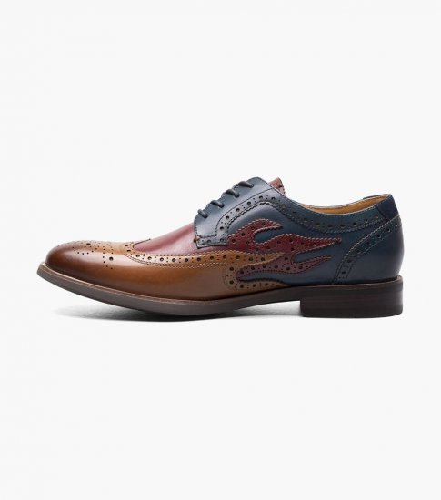 Florsheim Men's Uptown Spicy Wingtip Oxford - Cognac Multi - Click Image to Close