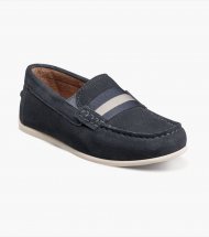 Florsheim Jasper Jr. Boys Moc Toe Strap Loafer - Navy Suede