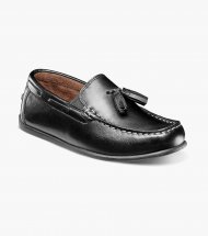 Florsheim Jasper Jr. Boys Moc Toe Drop Tassel Loafer - Black