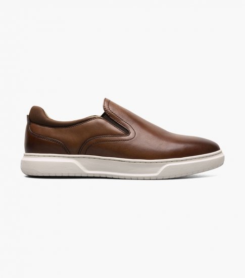 Florsheim Men's Premier Plain Toe Slip On Sneaker - Cognac - Click Image to Close