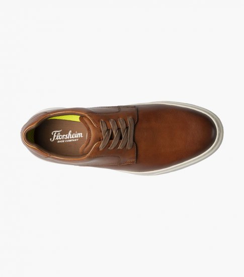 Florsheim Men's Premier Plain Toe Lace Up Sneaker - Cognac - Click Image to Close