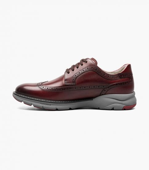 Florsheim Men's Frenzi Wingtip Oxford - Burgundy - Click Image to Close