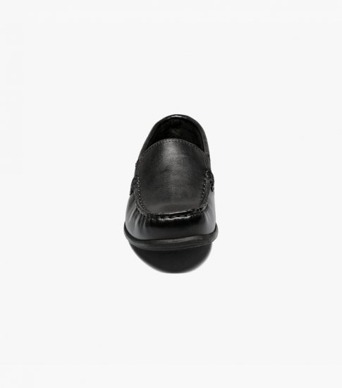 Florsheim Jasper Jr. Boys Moc Toe Venetian Loafer - Black - Click Image to Close