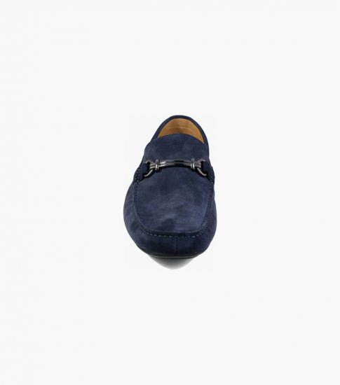 Florsheim Men's Dubino Moc Toe Bit Loafer - Navy Suede - Click Image to Close