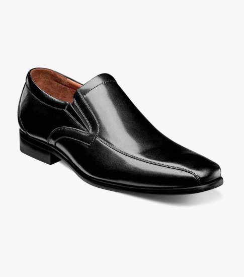 Florsheim Men's Postino Bike Toe Slip On - Black Smooth - Click Image to Close