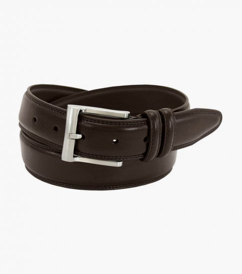 Florsheim Martin Pebble Grain Leather Belt - Brown - Click Image to Close