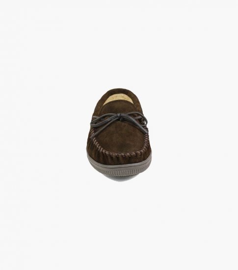 Florsheim Men's Cozzy Moc Toe Tie Slipper - Chocolate - Click Image to Close