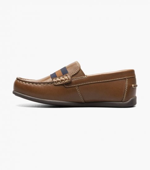 Florsheim Jasper Jr. Boys Moc Toe Strap Loafer - Saddle Tan - Click Image to Close