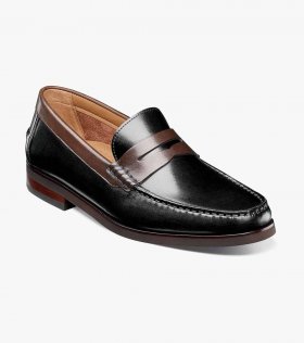 Florsheim Men's Berkley Flex Moc Toe Penny Loafer - Black and Brown