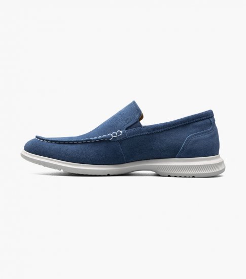 Florsheim Men's Hamptons Moc Toe Venetian Loafer - Blue Suede - Click Image to Close