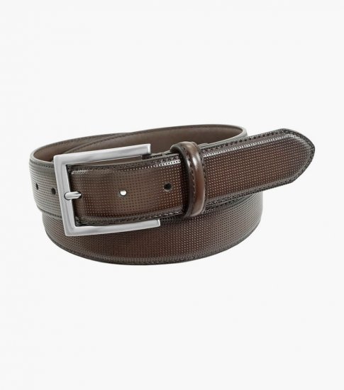 Florsheim Sinclair Perf Leather Belt - Brown - Click Image to Close