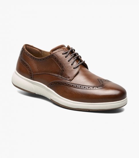 Florsheim Men's Flair Work Steel Toe Wingtip Oxford - Cognac - Click Image to Close