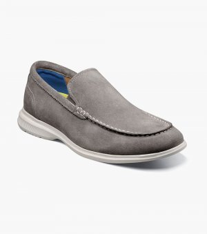 Florsheim Men's Hamptons Moc Toe Venetian Loafer - Gray Suede