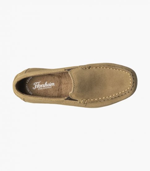 Florsheim Jasper Jr. Boys Moc Toe Venetian Loafer - Khaki - Click Image to Close