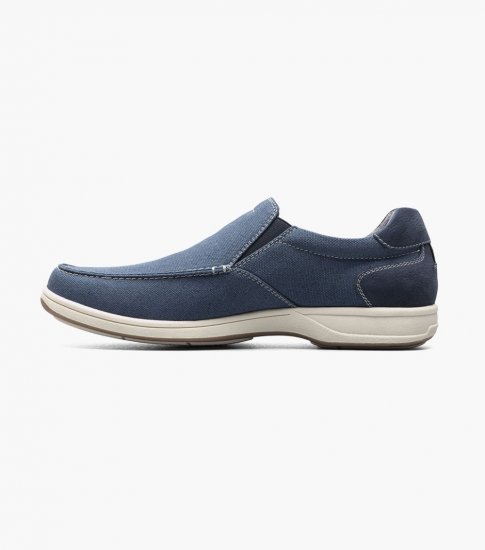 Florsheim Men's Lakeside Canvas Moc Toe Slip On - Navy - Click Image to Close