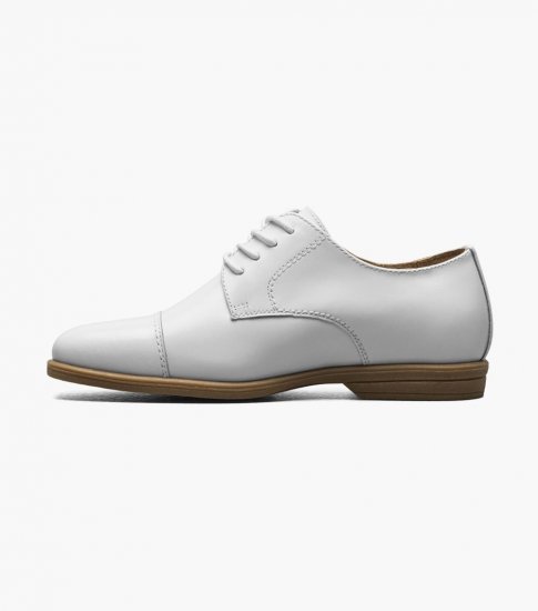 Florsheim Reveal Jr. Boys Cap Toe Oxford - White - Click Image to Close