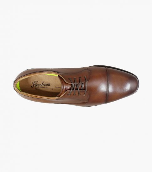 Florsheim Men's Azzio Cap Toe Oxford - Cognac - Click Image to Close